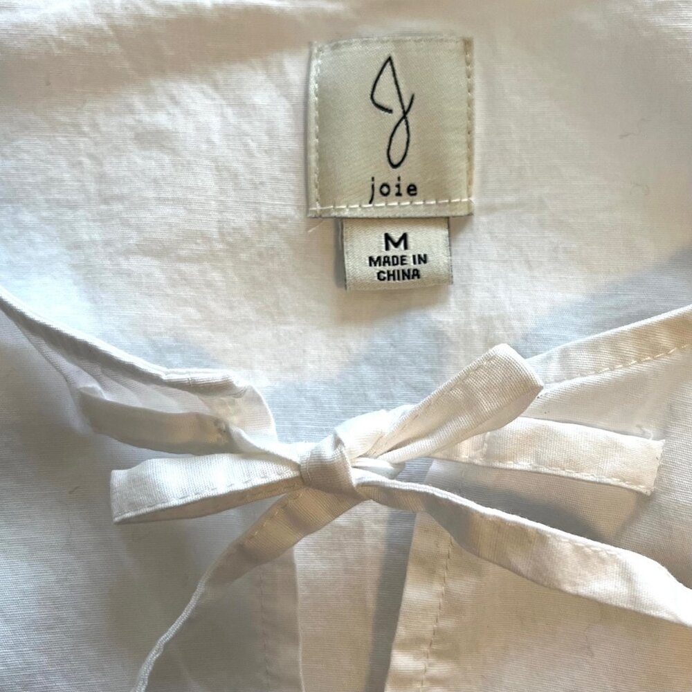 Joie White Cotton Mini Dress with Tie Detail | Size Medium - Picture 5 of 8